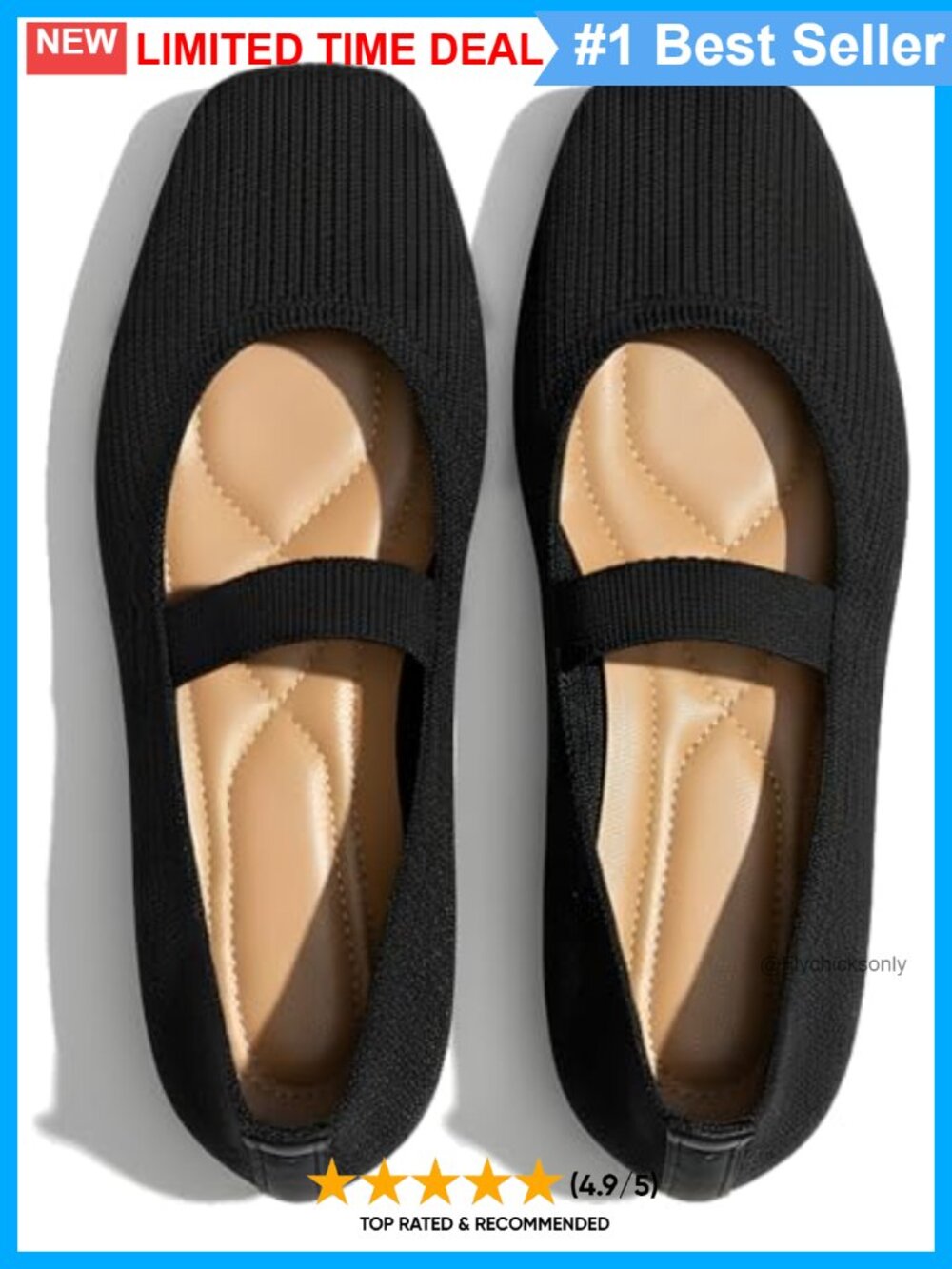 Knit Mary Jane Flats Breathable Square Toe Ballet Walking Shoes